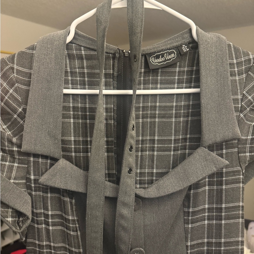 Voodoo Vixen Ella Gray Plaid Dress - Picture 3 of 4